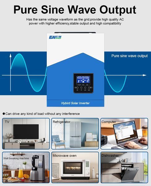 Гібридний сонячний інвертор EASUN POWER 2.2kW 12V ISolar-SMH-II-2.2KW 567 фото