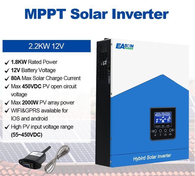 Гібридний сонячний інвертор EASUN POWER 2.2kW 12V ISolar-SMH-II-2.2KW 567 фото